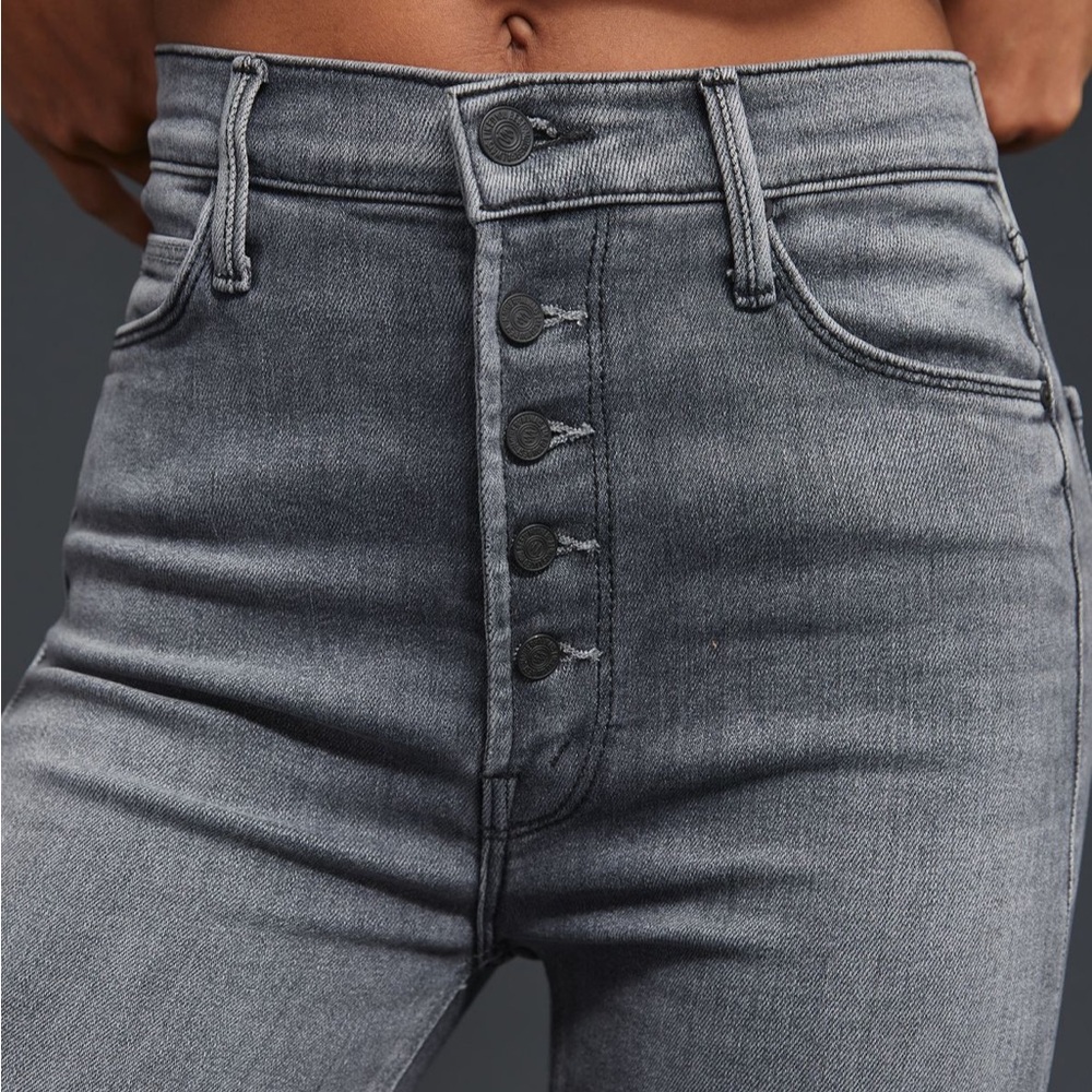 Mother The Pixie Dazzler Dark Gray Ankle Frey Jeans - Picture 4 of 11